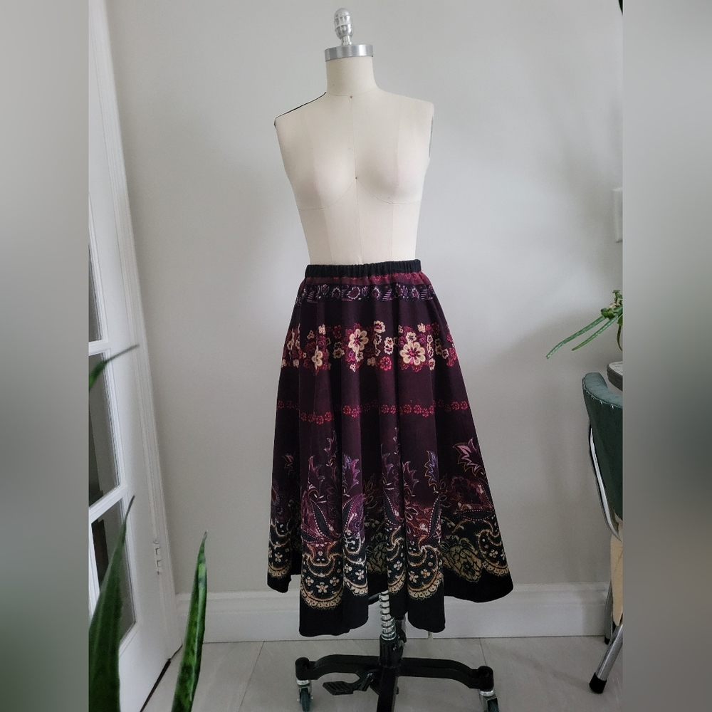 Printed corduroy circle skirt